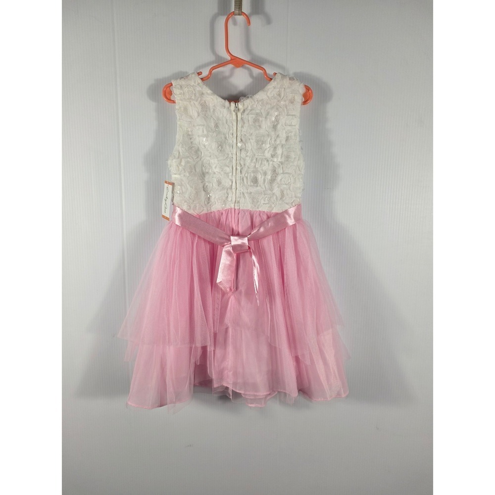 Emily Rose Girls Pink Tulle Dress Embellished Bow Sequins Sz 7 - Picture 4 of 6